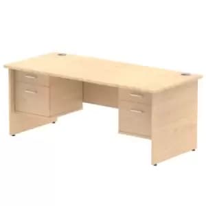 Impulse 1800 Rectangle Panel End Leg Desk MAPLE 2 x 2 Drawer Fixed Ped