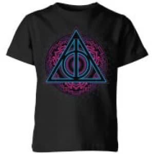 Harry Potter Deathly Hallows Neon Kids T-Shirt - Black - 11-12 Years