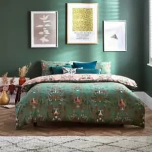 Furn Luna Wood Duvet Cover Set (King) (Fern Green)
