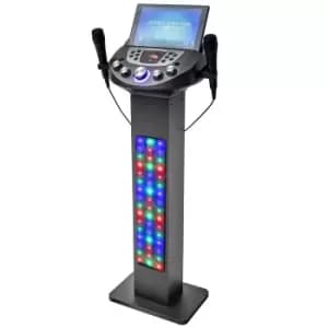 Easy Karaoke Smart Bluetooth Pedestal Karaoke System with Light Effects + 2 Mics - Black