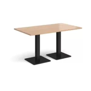 Brescia rectangular dining table with flat square Black bases 1400mm x 800mm - beech