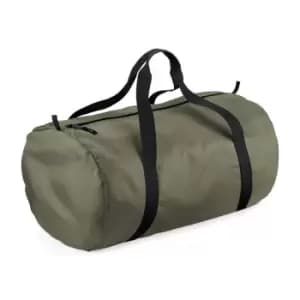 BagBase Packaway Barrel Bag / Duffle Water Resistant Travel Bag (32 Litres) (Pack of 2) (One Size) (Olive Green / Black)