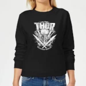 Marvel Thor Ragnarok Thor Hammer Logo Womens Sweatshirt - Black