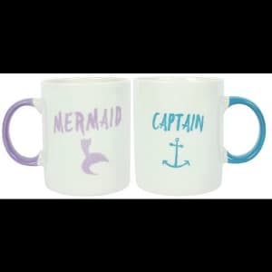 Pair of Captain and Mermaid Ceramic Mugs