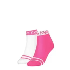 Calvin Klein Klein 2 Pack of Logo Quarter Socks Womens - Pink