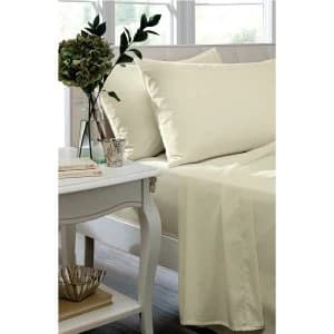 Catherine Lansfield Cream Non-Iron Plain Dye Flat Sheet - King