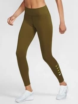 Nike Running Swoosh Legging, Olive Size M Women