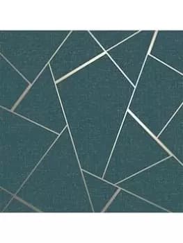 Fine Decor Quartz Fractal Wallpaper In Emerald