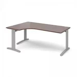 TR10 deluxe left hand ergonomic desk 1800mm - silver frame and walnut