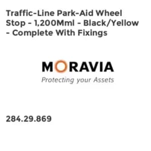 Moravia Traffic-line Park-aid Wheel Stop - 1, 200mmL - Black/Yellow - Complete w