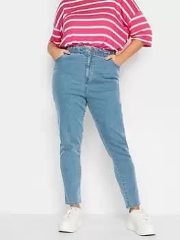 Yours Elastic Waist Mom Jean Bleach, Blue, Size 16, Women