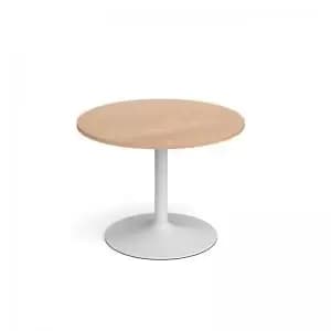 Genoa circular dining table with white trumpet base 1000mm - beech