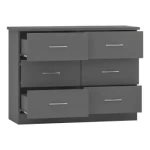 Seconique Nevada 6 Drawer Chest - 3D Effect Grey