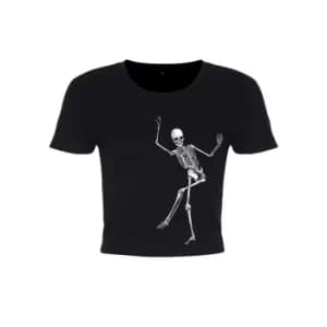 Grindstore Womens/Ladies Dancing Skeleton Crop Top (M) (Black)