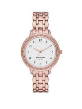 Kate Spade New York Kate Spade Mornings Silver Scalloped Oval Dial Rose Gold Stainless Steel Bracelet Ladies Watch