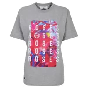 England Netball Roses Text Repeat Ladies T Shirt - Grey