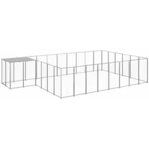Dog Kennel Silver 15.73 m² Steel vidaXL - Silver
