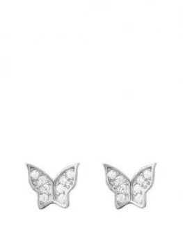 The Love Silver Collection Butterfly Cubic Zirconia Studs