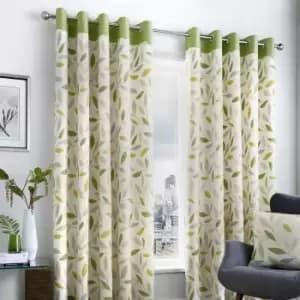 Fusion Beechwood Green Eyelet Curtains Green