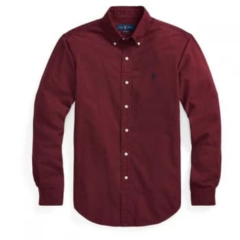 Polo Ralph Lauren Slim Fit Garment Dyed Oxford Shirt - Classic Wine