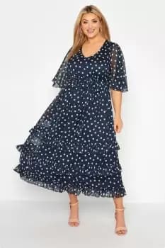 Polka Dot Ruffle Maxi Dress