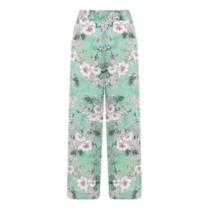 Yumi Sage Green Tropical Palm Print Trousers - Green