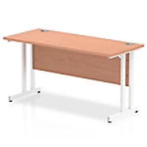 Impulse 1400/600 Rectangle White Cantilever Leg Desk Beech