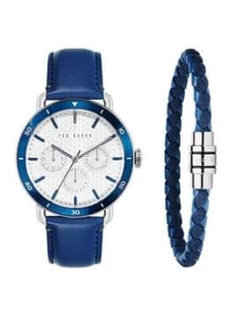 Ted Baker Magarit Mens Watch & Bracelet Gift Set, Blue, Men