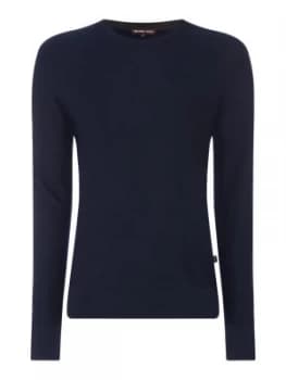 Mens Michael Kors Textured wool mix crew neck jumper Blue
