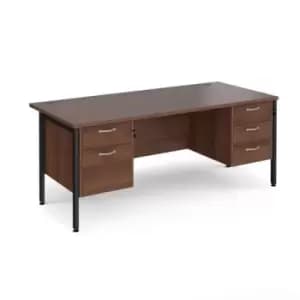 Office Desk Rectangular Desk 1800mm With Double Pedestal Walnut Top With Black Frame 800mm Depth Maestro 25 MH18P23KW