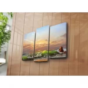 3PATK-3 Multicolor Decorative Canvas Painting (3 Pieces)