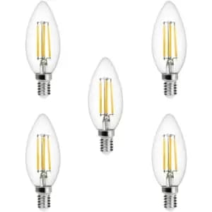Light Bulb E14 Small Edison Screw Filament LED Natural White - 5 Pack - Litecraft