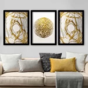3SC98 Multicolor Decorative Framed Painting (3 Pieces)