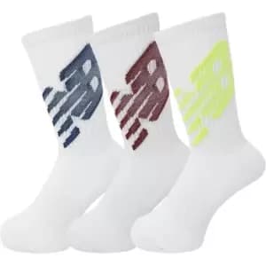 New Balance Balance 3 Pack of Logo Crew Socks - White