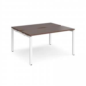 Adapt II Back to Back Desk s 1400mm x 1200mm - White Frame Walnut top