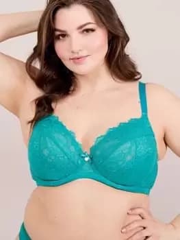 Oola Lace & Logo Underwired Bra, Green, Size 38Ff, Women