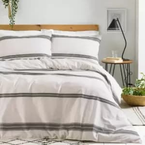 The Linen Yard Osman King Duvet Cover Set Cotton Ecru / Grey