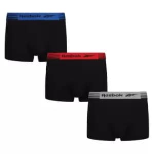 Reebok 3 Pack Logo Band Trunks Mens - Black