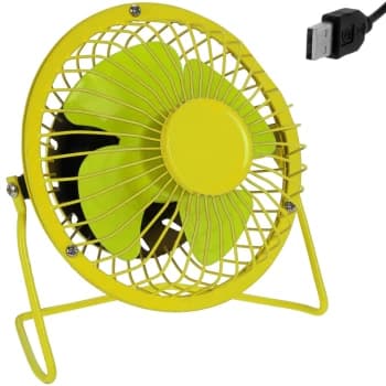USB Fan Made of Metal Ø 13.5cm Yellow / Green