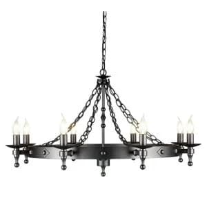 8 Light Chandelier Graphite Black Finish, E14