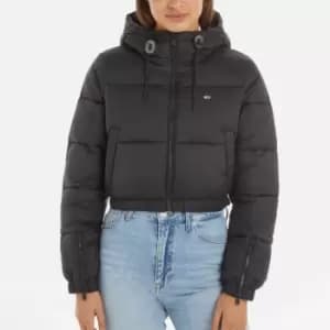 Tommy Jeans Cropped Shell Hooded Puffer Jacket - L