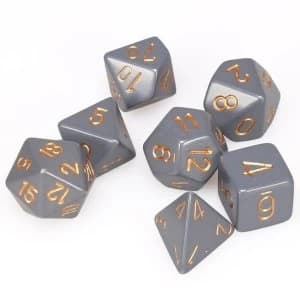 Chessex Opaque Poly 7 Dice Set: Dark Grey/Copper