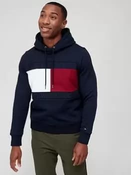 Tommy Hilfiger Structure Flag Overhead Hoodie - Desert Sky, Desert Sky, Size L, Men