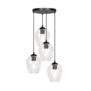Istar Black Cluster Pendant Ceiling Light with Clear Glass Shades, 4x E27