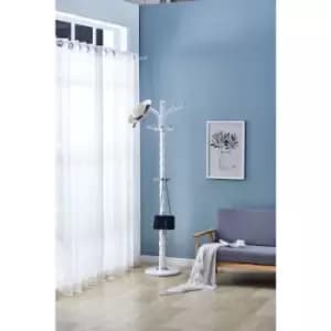 Modernique Vetro White Thick Metal Tube Stand Tube Coat Rack With Heavy Sturday Marble Base