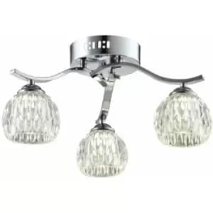 Harperliving - Modern 3 Light Semi-Flush Ceiling Light, G9 Cap Type, Polished Chrome Finish, Glass Shades Included, Bulbs Not Included