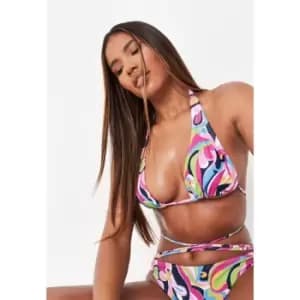 Missguided Print Wrap Around Halter Swimsuit - Multi