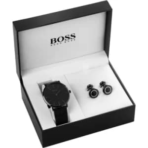 Hugo Boss Men Strap Watch & Cufflinks Gift Set