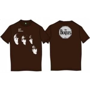 With The Beatles Mens Brown Vintage Print T Shirt: X Large
