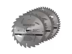 Silverline 749249 TCT Circular Saw Blades 24 40 48T 3pk 200 x 30 - 25 18 16mm rings